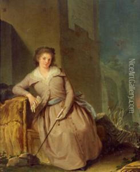 Ritratto Di Giovane Dama In Un Paesaggio Arcadico Di Rovine Oil Painting - Johann Heinrich Wilhelm Tischbein I
