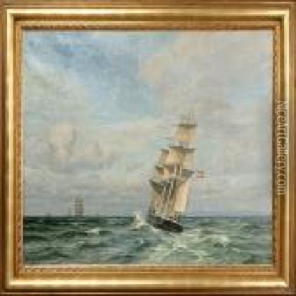 Ships In The Great Sound Oil Painting - Vilhelm Karl Ferd. Arnesen