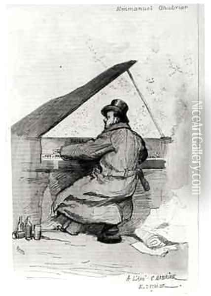 Alexis Emmanuel Chabrier 1841-94 at the piano Oil Painting - Detaille, Jean-Baptiste Edouard