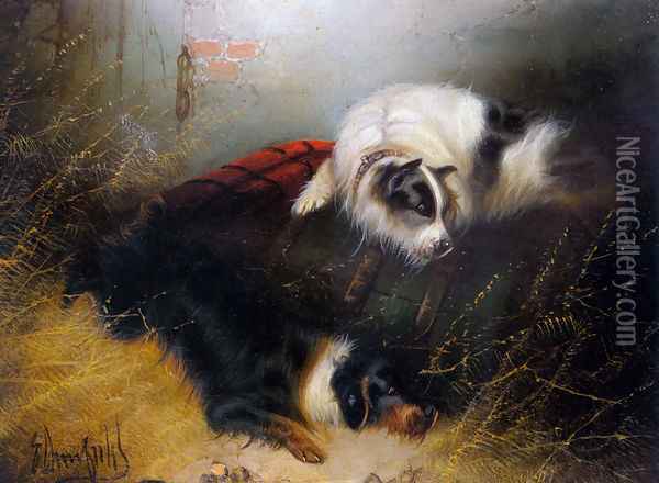 Terriers Ratting Oil Painting - Edwin Armfield