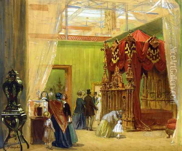 Interior of the Great Exhibition: The Austrian Court Oil Painting - Louis Hague