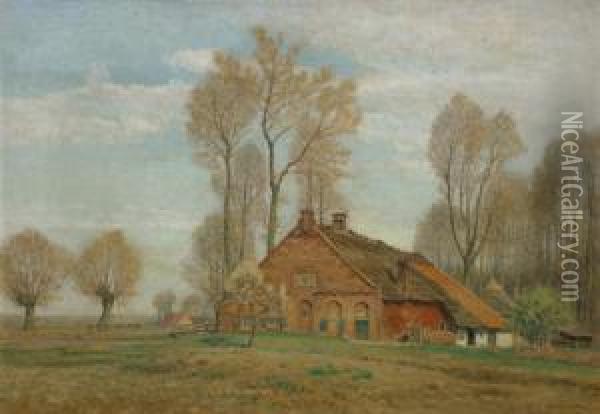 Farm Yard Oil Painting - Thomas Leitner