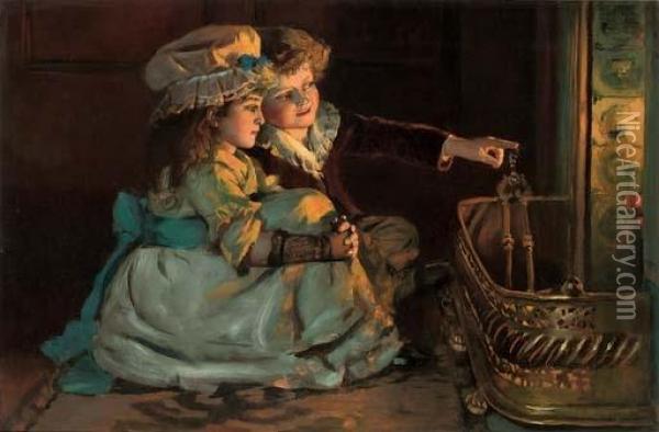 Beside The Hearth Oil Painting - William Hippon Gadsby