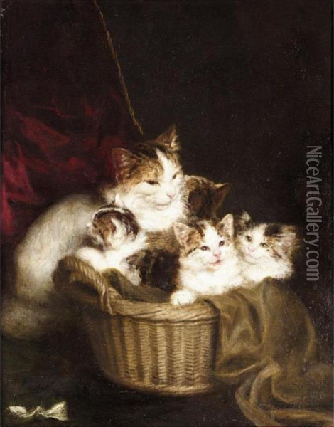 A Family Of Cats Oil Painting - Louis Eugene Lambert