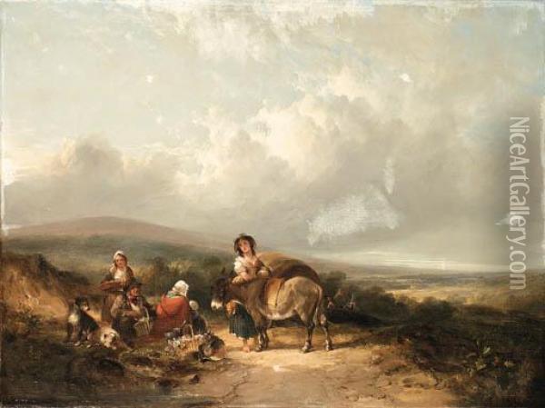 The Gypsy Encampment Near Honiton, Devonshire Oil Painting - Snr William Shayer