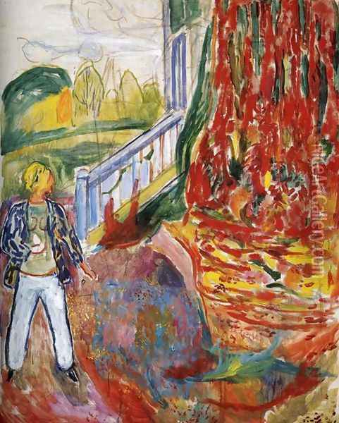 Model in Front of the Verandah Oil Painting - Edvard Munch