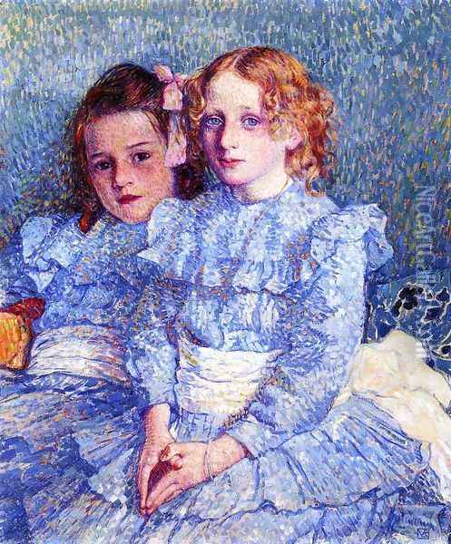 Portrait of Helene and Michette Guinotte Oil Painting - Theo van Rysselberghe