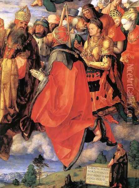 The Adoration of the Trinity (detail) 3 Oil Painting - Albrecht Durer