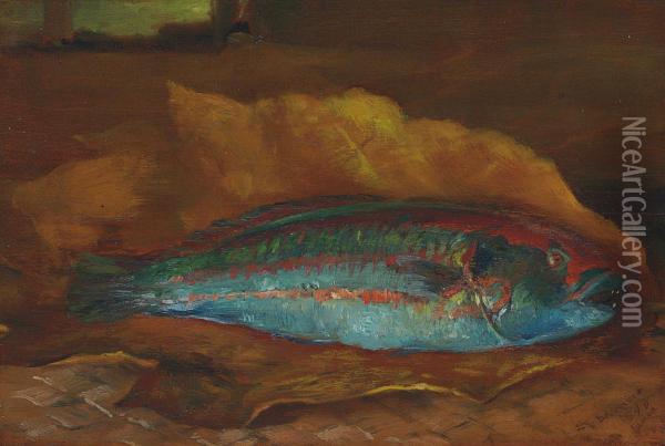 Study Of The Parrot Fish Oil Painting - John La Farge