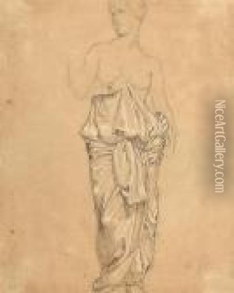 Draped Female Nude Oil Painting - William-Adolphe Bouguereau
