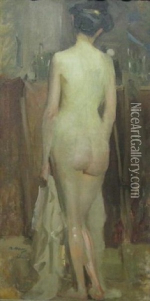 Etude De Nu Feminin (study) Oil Painting - Julia Beatrice How