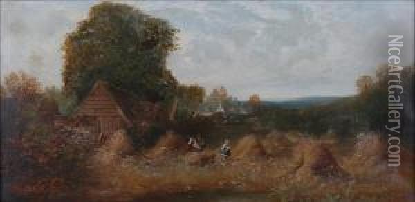 Harvesting Scenes Apair Oil Painting - Henry Harris
