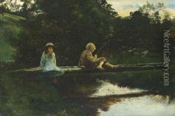The Young Anglers Oil Painting - Charles Martin Hardie