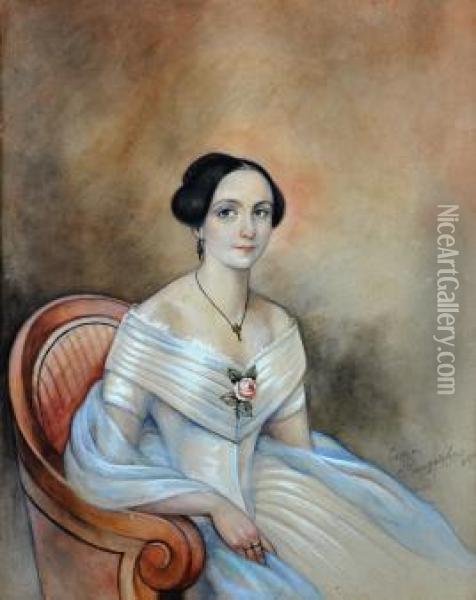 Portrait Of Anna Plochl, Countess Of Meran Oil Painting - Rungahber Rungalcher