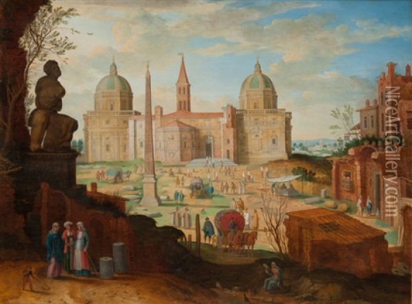 Vue De La Basilique Sainte Marie Majeure Oil Painting - Willem van Nieulandt the Younger