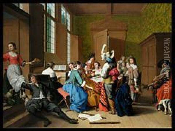 Die Musikstunde Oil Painting - Jan Jozef, the Younger Horemans