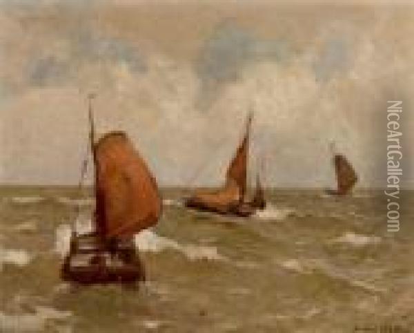 Fischerboote In Strandnahe Oil Painting - German Grobe