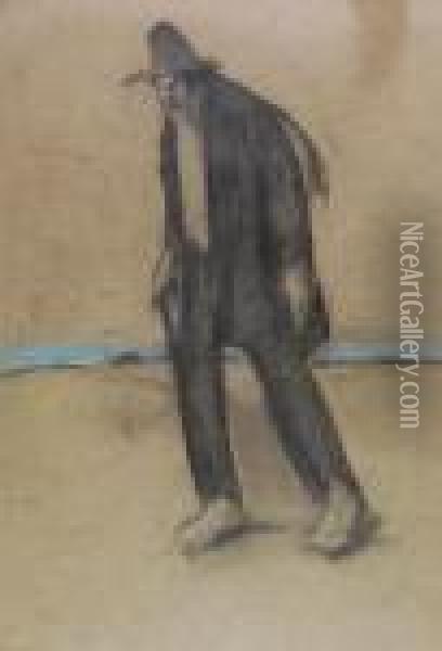 Mendicante Sullaspiaggia Oil Painting - Lorenzo Viani