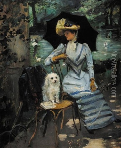 Jeune Femme A L'ombrelle Oil Painting - Raphael De Ochoa y Madrazo