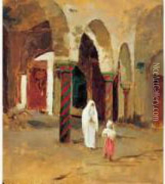 Passage A Tunis Oil Painting - Albert Aublet