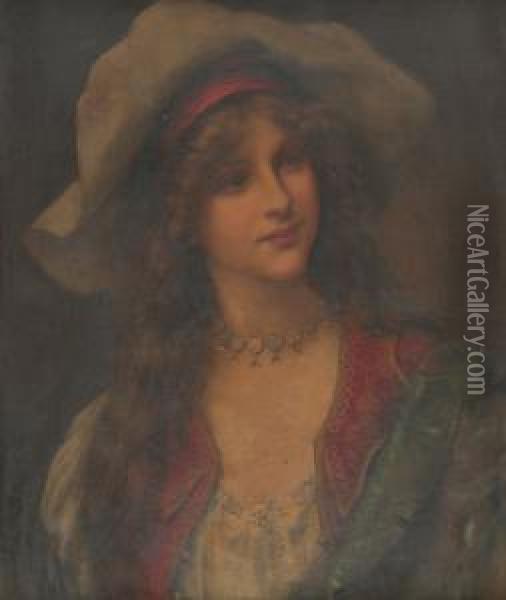 Portrait De Jeune Fille Oil Painting - Francois Martin-Kavel