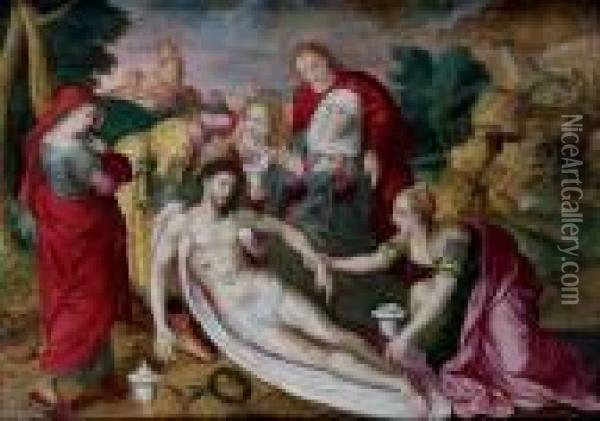La Deploration Du Christ Oil Painting - Maarten de Vos