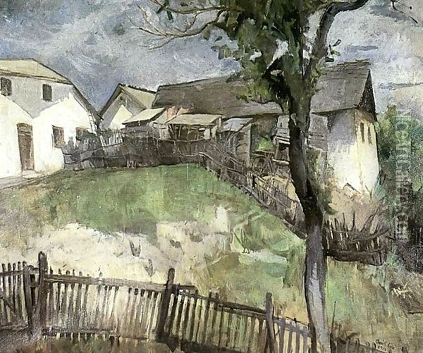 Road to the Hill Szamarhegy 1934 Oil Painting - Bela Kadar