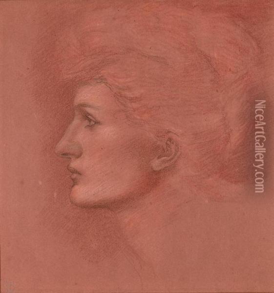 Portrait Head Of Kate Dolan Oil Painting - Sir Edward Coley Burne-Jones