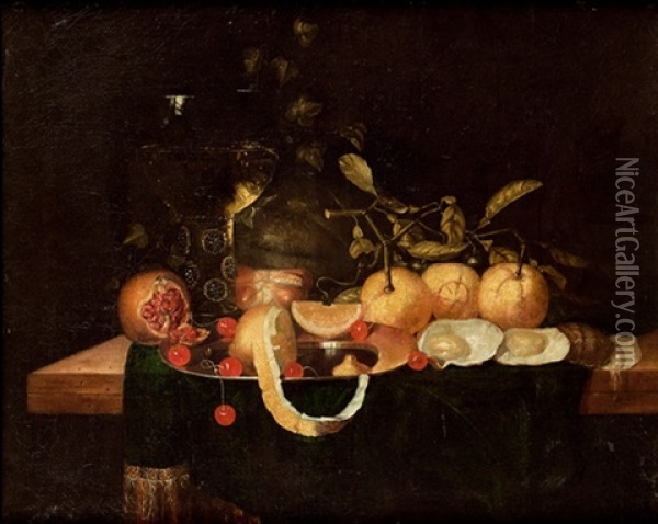 Stillleben Mit Orangen, Kirschen, Granatapfel Und Einem Weinglas Oil Painting - Jan Jansz de Heem the Younger