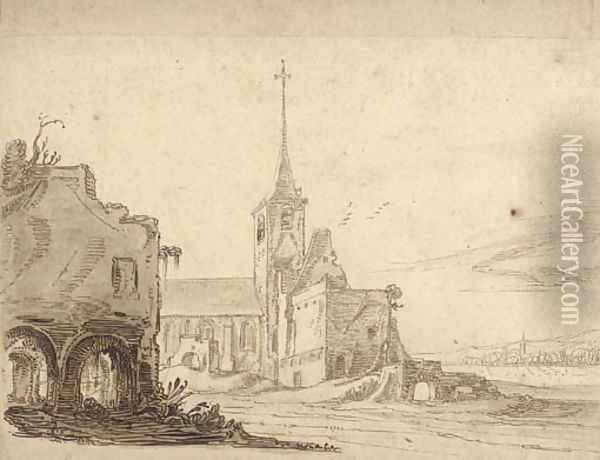 The Abbey at Rijnsburg, north-west of Leiden Oil Painting - Jan Jansz. Van De Velde