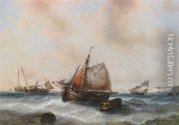 Fiskeskutor Till Sjoss Oil Painting - Francois-Etienne Musin