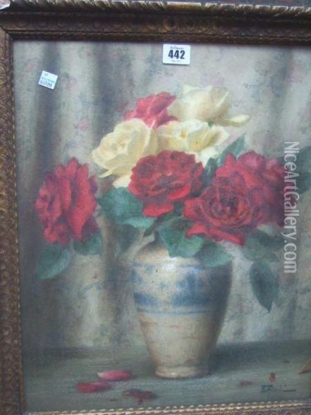 Still Lifeof Roses In A Vase Oil Painting - Ernest Filliard