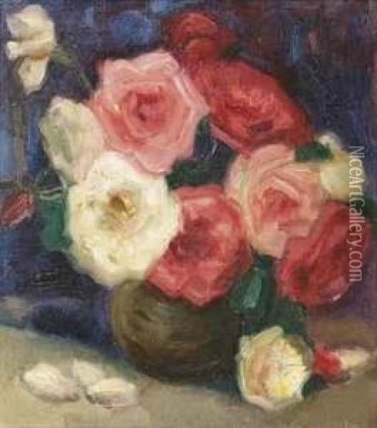 Red And White Roses Oil Painting - Charles, Charley Sayers