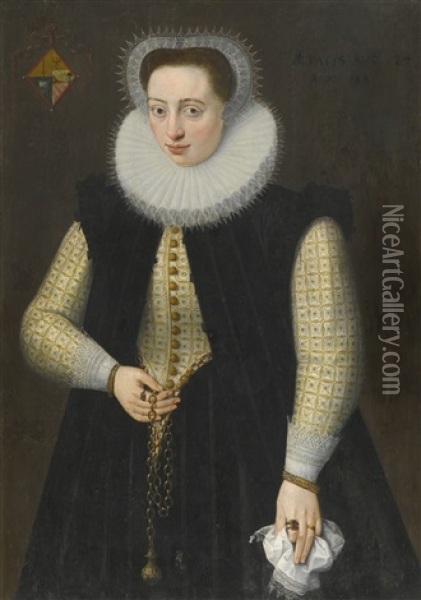 Portrait Of A Young Lady, Aged Twenty-four Oil Painting - Frans Pourbus the younger