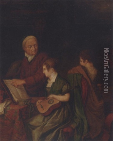 The Music Lesson Oil Painting - Gerrit Laurens Keultjes