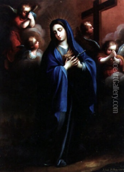 The Sorrow Of The Virgin Mary Oil Painting - Jose De Paez