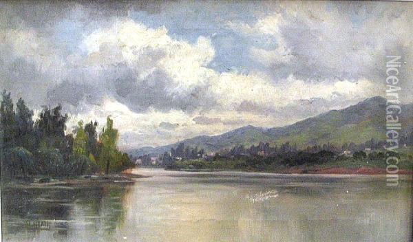 A Cozy Nook On Lake Washington; A Lake View (2) Oil Painting - Frank L. Heath