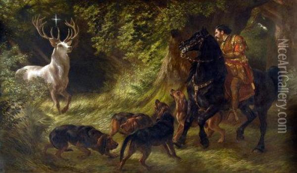 Legend Of St Hubert Oil Painting - Samuel John Carter