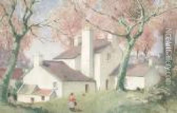 Old Woolacots Farm, Newton, Near Mumbles Oil Painting - William Grant Murray