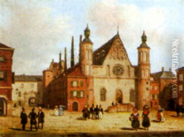 A View Of The Binnenhof, The Hague Oil Painting - Giuseppe Canella I