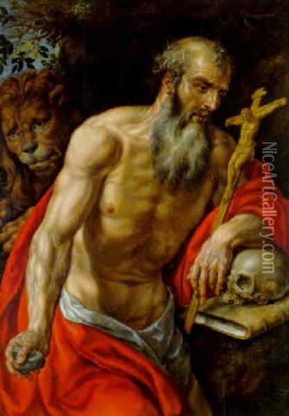 Saint Jerome Oil Painting - Hendrick De Clerck
