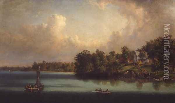 Summer Day on the Lake, c.1880 Oil Painting - John Linton Chapman