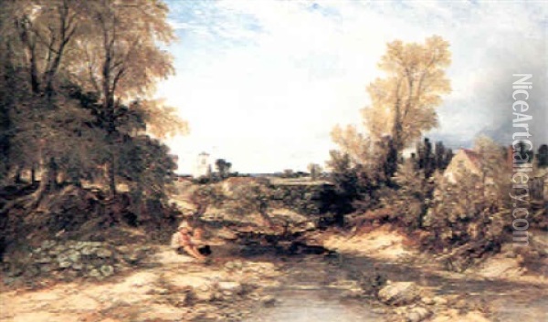 By The Stream, Whitechurch, Essex Oil Painting - William James Mueller
