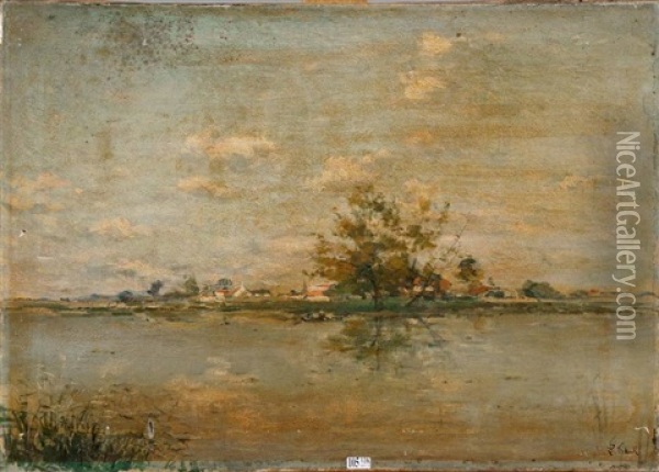 Paysage Au Lac Oil Painting - Lucien Frank