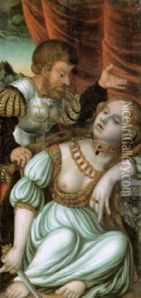 Lucretia, Gemahlin Des Romers Tarquinius Collatinus, Erdolcht Sich Oil Painting - Lucas Cranach the Elder