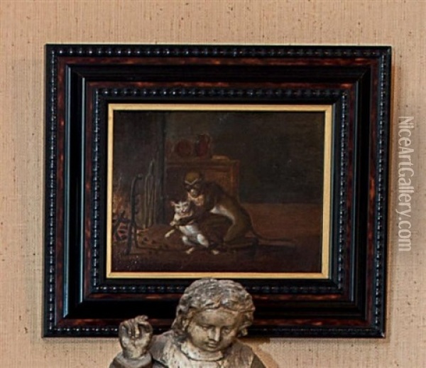 Tirer Les Marrons Du Feu Oil Painting - Ferdinand van Kessel