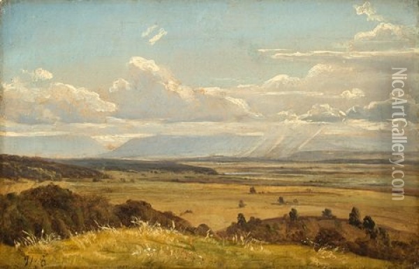 Oberbayerische Landschaft Mit Regenwolke Oil Painting - Ernst Kaiser