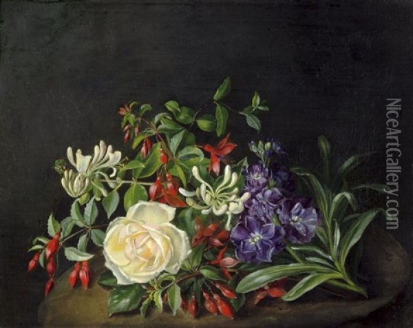 Blumenstilleben Mit Fuchsien Und Rose Oil Painting - Anthonie Eleonore (Anthonore) Christensen