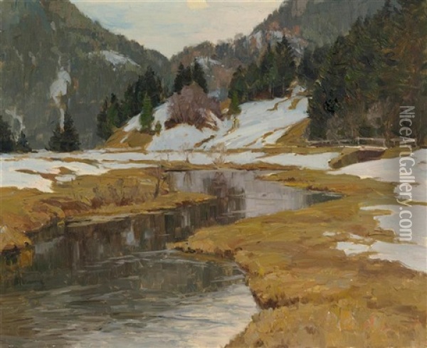 Gegenstucke: Winterlandschaften In Den Bergen Oil Painting - Robert Franz Curry