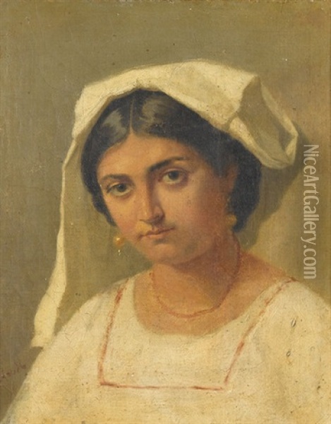 Portrat Einer Italienerin Oil Painting - Alfred van (Jacques) Muyden